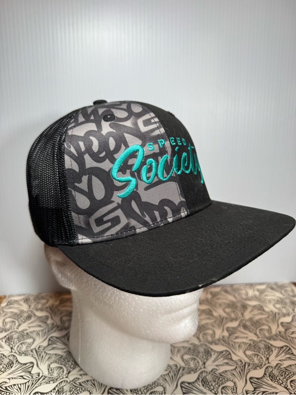 Black & Teal Mesh Trucker Hat